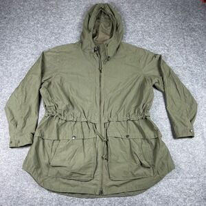 Columbia Anorak Jacket Womens 3X Green Hooded Utility Field Parka Coat Outdoor